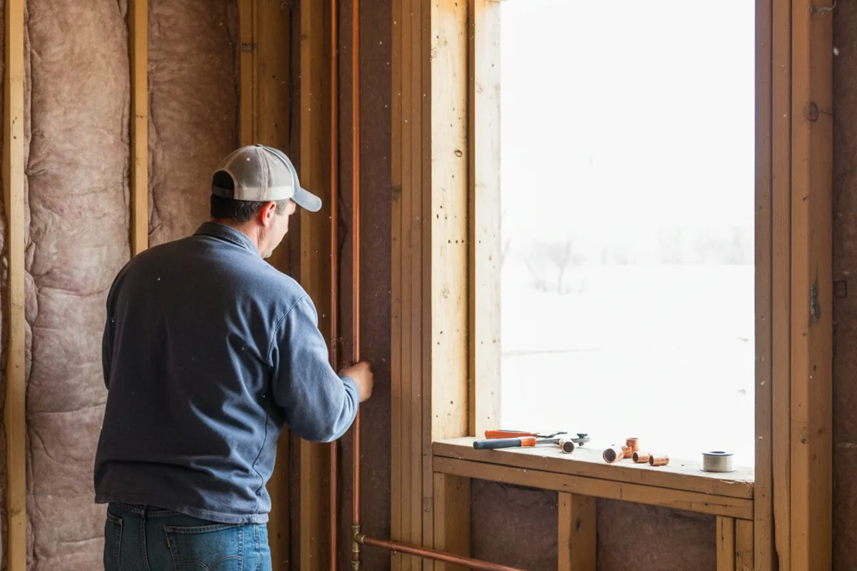 Licensed plumber running new copper supply lines in a O Fallon home